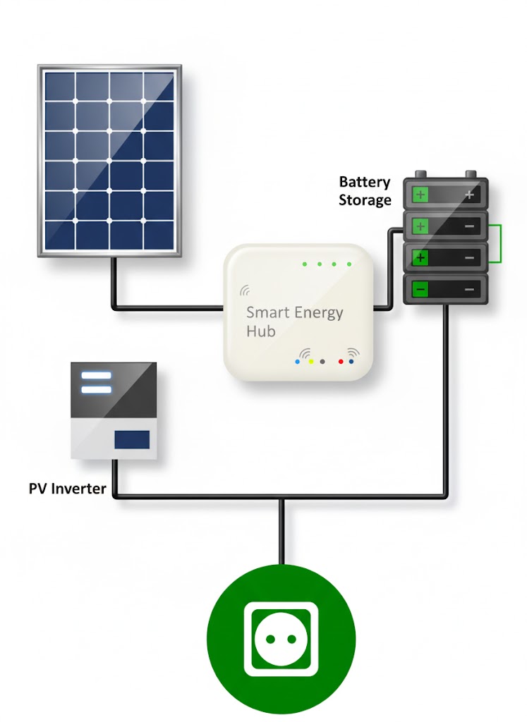 Grafik eines AC-gekoppelten Stromspeichers