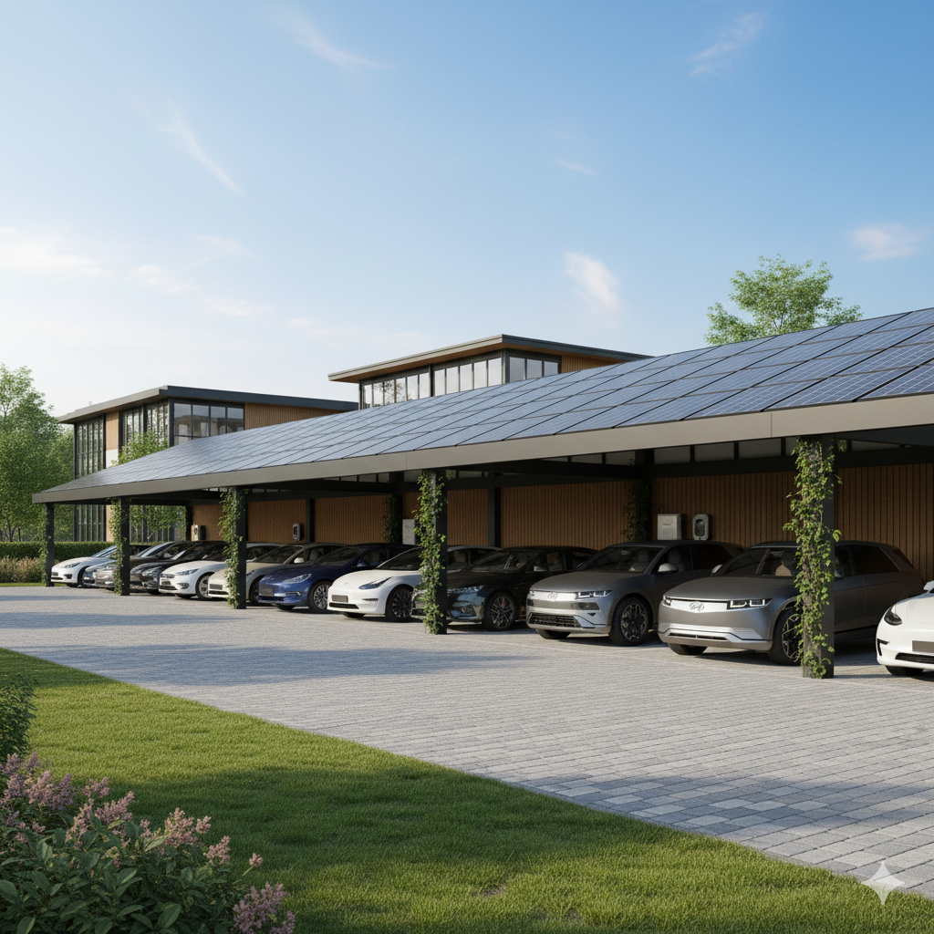 Solar Carport für einen Gewerbe-Parkplatz