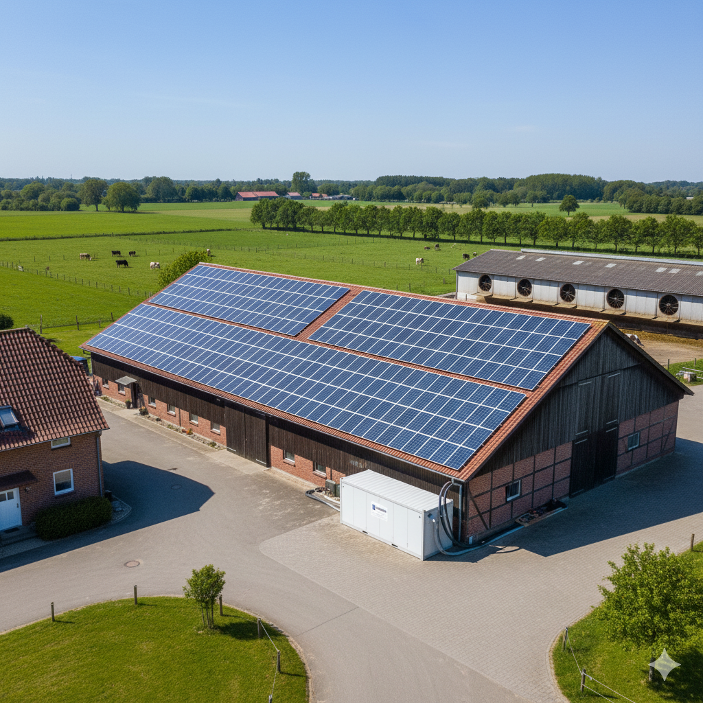PV-Anlage auf dem Scheunendach vom Hof Müller